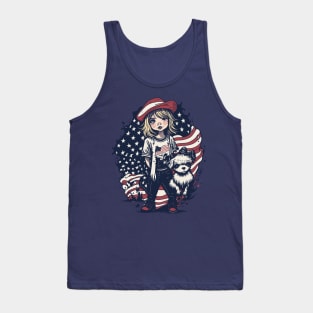 Patriotic Cat Mother Tank Top